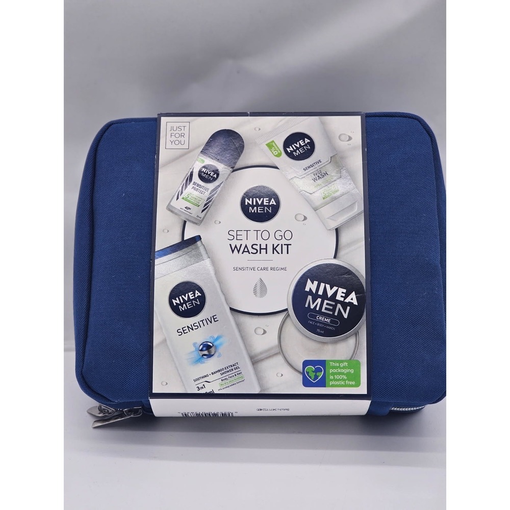 New NIVEA Men Set To Go Wash Kit Men's Gift Set Birthday Travel Sensitive Skin